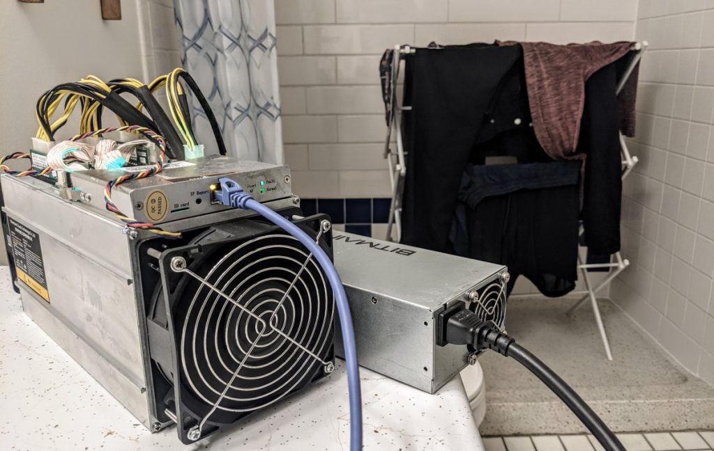 bitcoin mining rig apartment bathroom