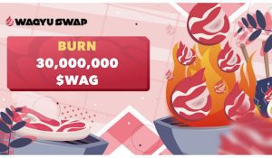 WagyuSwap DEX Announces Periodic Token Burn Initiative Of 30 Million Of Its Native WAG Token