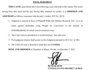 final judgement kleiman versus wright