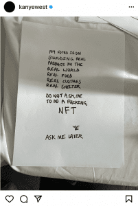 Screenshot 2022 02 01 at 19 26 11 Kanye West says no to NFTs