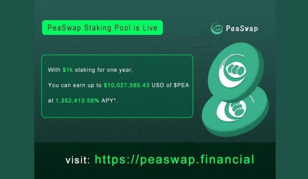 PeaSwap Finance Launching A PEA Staking Pool With An APY Of Over 1000000