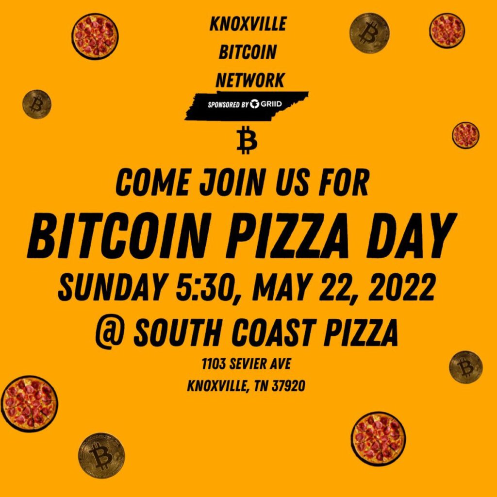 knoxville bitcoin pizza day invite