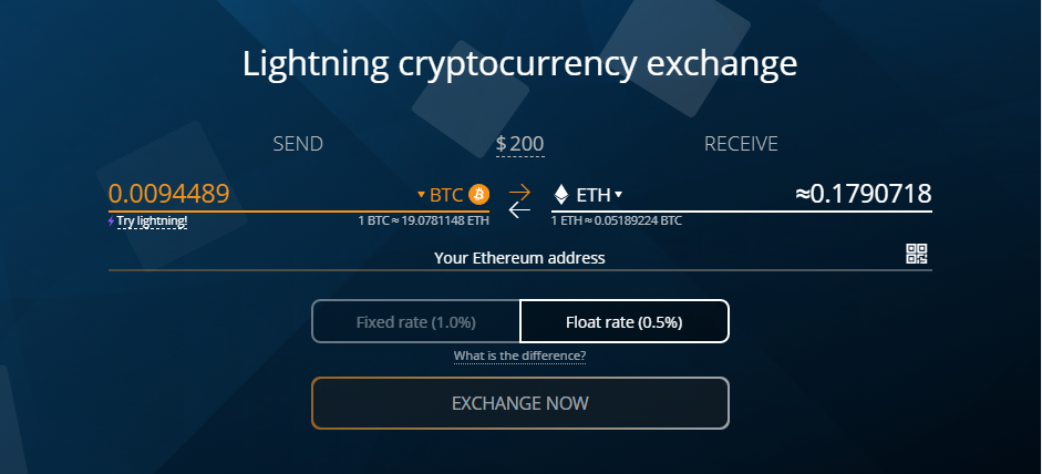 FixedFloat platform interface as featured on the website