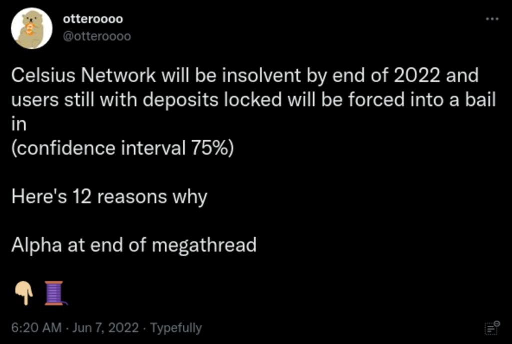 celsius network will be insolvent