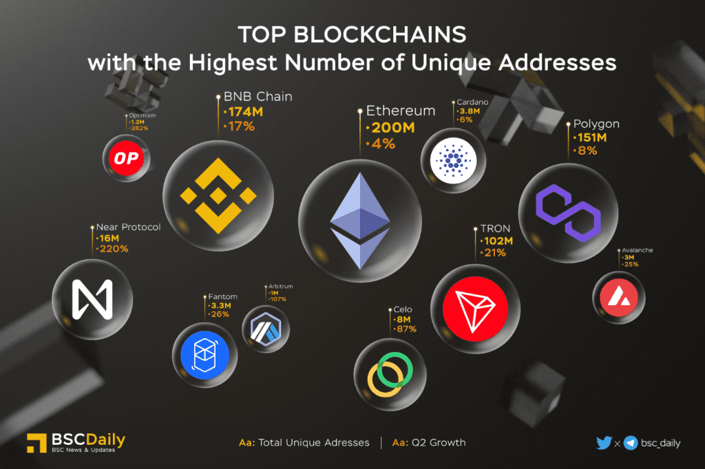 BNB Chain – Q2 2022 Report 6 Bnb Chain Q2 2022 Reporttop Blockchains With Most Unique Addresses