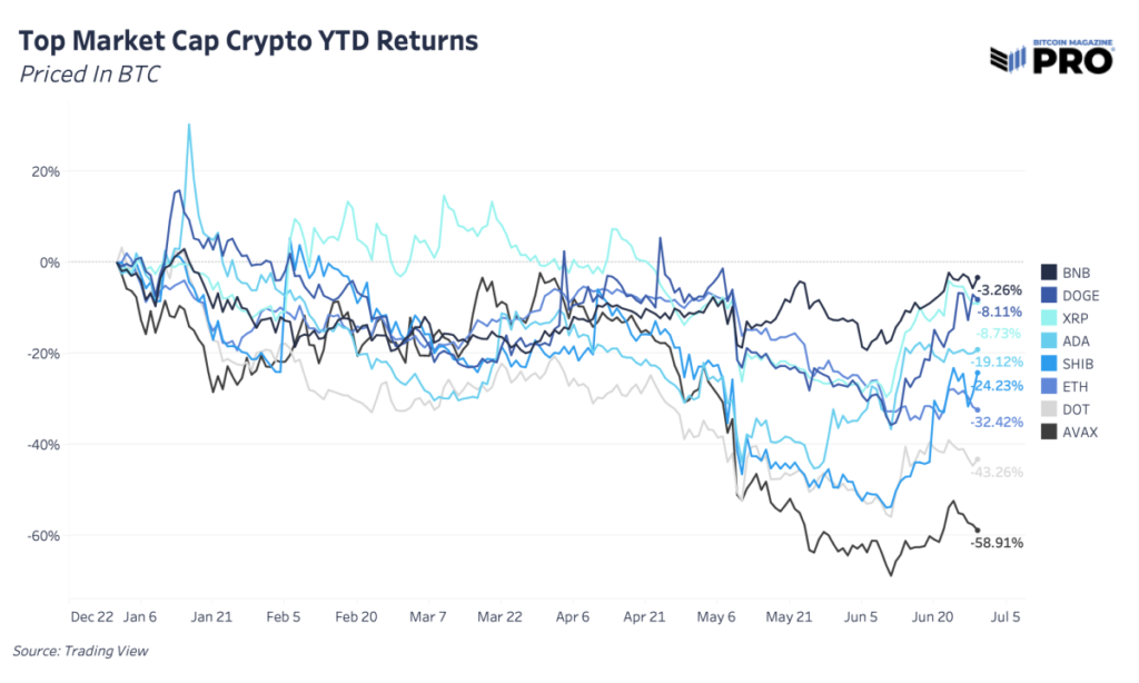 top market cap crytpo year to date returns 2022