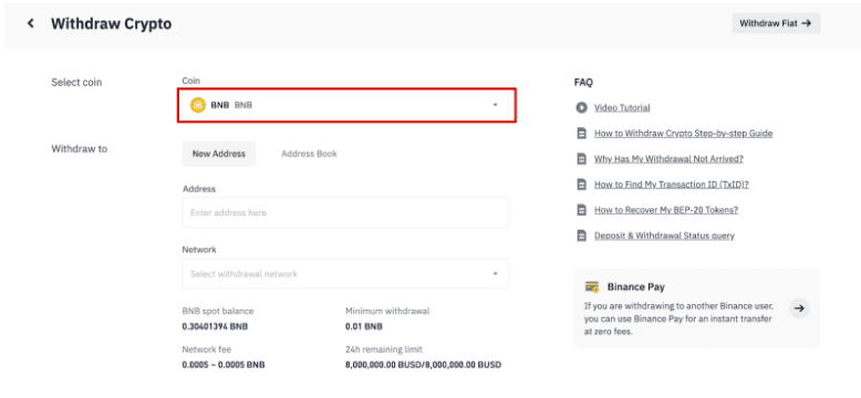 How To Withdraw From Binance Withdraw Crypto Step 3