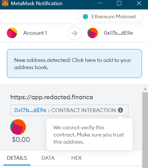 metamask contract interaction