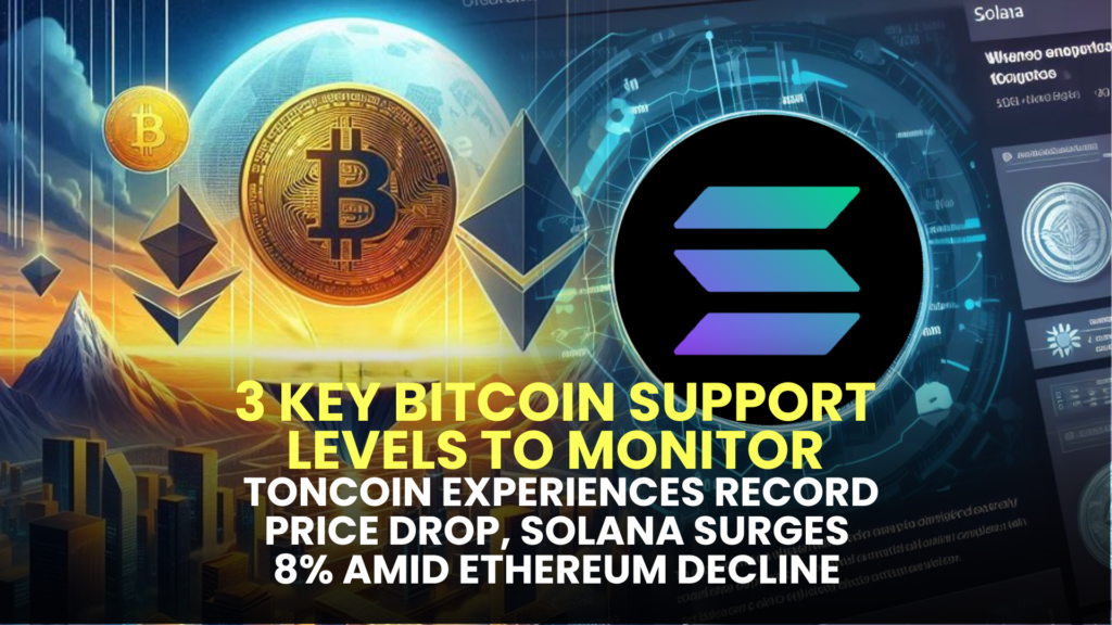 3 Key Bitcoin (BTC) Support Levels to Monitor, Toncoin (TON) Experiences Record Price Drop, Solana (SOL) Surges 8% Amid Ethereum Decline