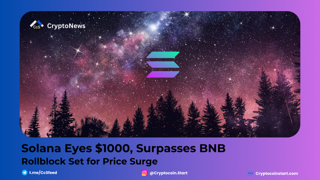 Solana Eyes $1000, Surpasses BNB; Rollblock Set for Price Surge