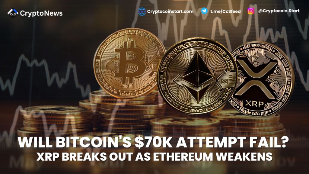 Will Bitcoin's $70K Attempt Fail? XRP Breaks Out as Ethereum Weakens