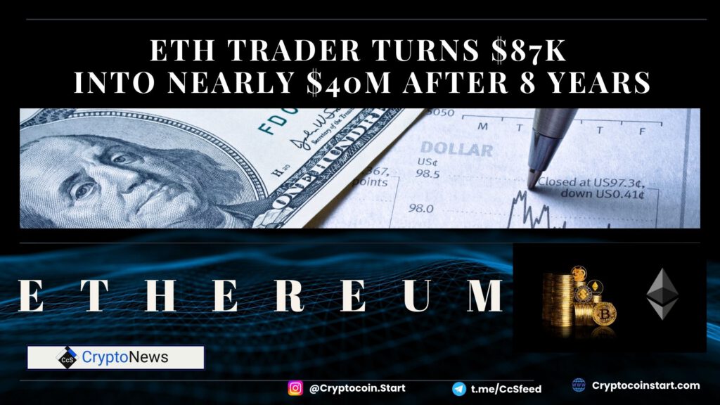 ETH Trader Turns $87K into Nearly $40M After 8 Years