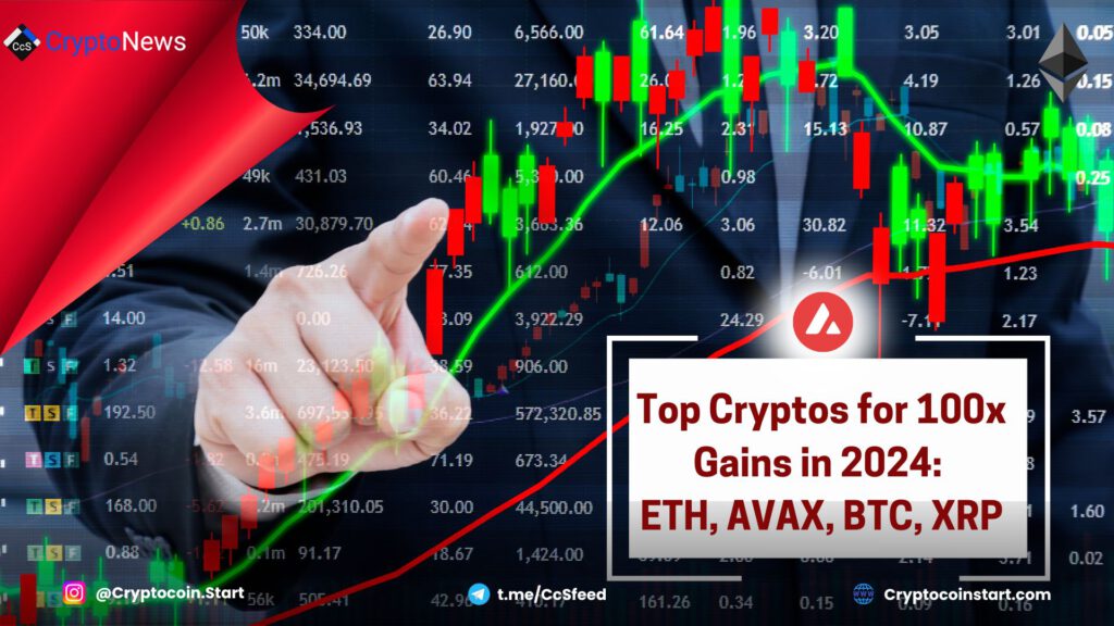 Top Cryptos for 100x Gains in 2024: ETH, AVAX, BTC, XRP