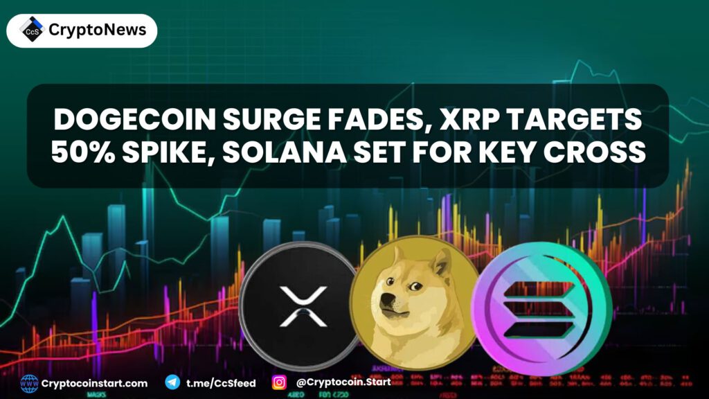 Dogecoin Surge Fades, XRP Targets 50% Spike, Solana Set for Key Cross