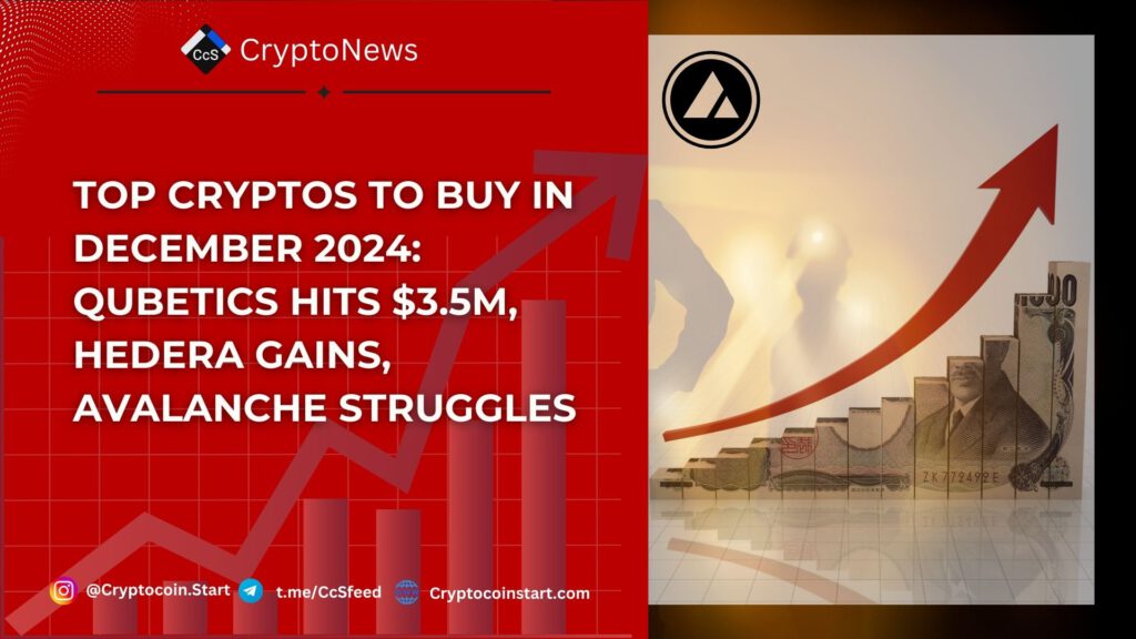 Top Cryptos to Buy in December 2024: Qubetics Hits $3.5M, Hedera Gains, Avalanche Struggles