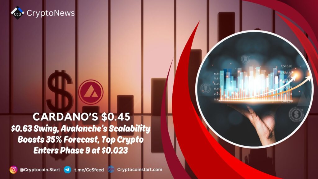 Cardano’s $0.45–$0.63 Swing, Avalanche's Scalability Boosts 35% Forecast, Top Crypto Enters Phase 9 at $0.023