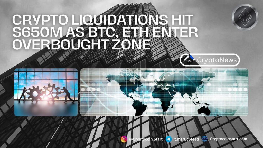 Crypto Liquidations Hit $650M as BTC, ETH Enter Overbought Zone