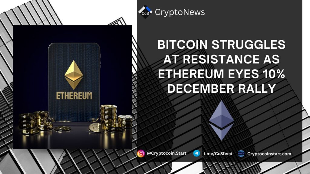 Bitcoin Struggles at Resistance as Ethereum Eyes 10% December Rally