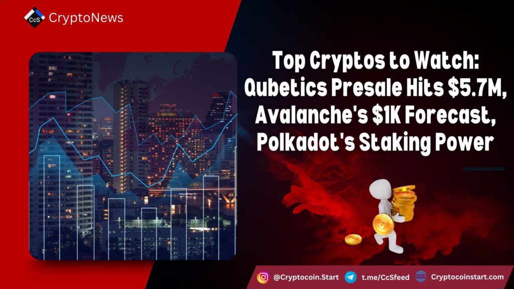 Top Cryptos to Watch: Qubetics Presale Hits $5.7M, Avalanche's $1K Forecast, Polkadot's Staking Power 2 avax6 6